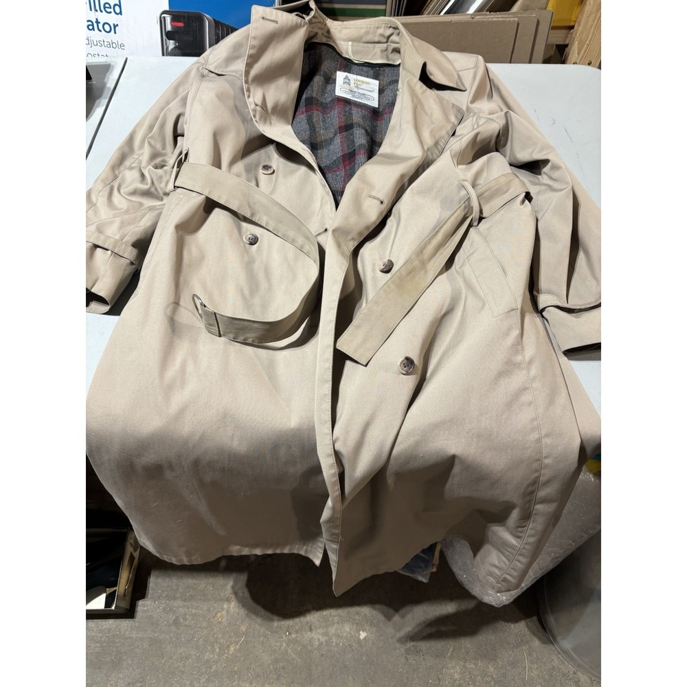 London Fog Womens Tan Double Breasted Trench Coat 14 Petite Zip‎ Out Liner